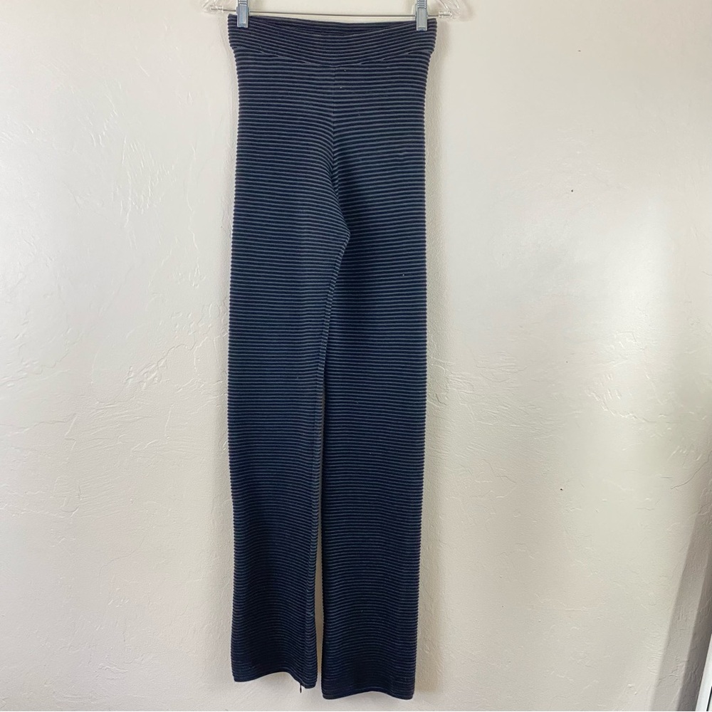 Good American Size 2 Black Ribbed Knit High Waist Elastic Straight Leg Trouser